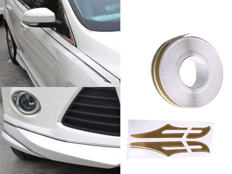 Car 12mm PinStripe PinStriping Tape Vinyl Sticker Steamline White Gold