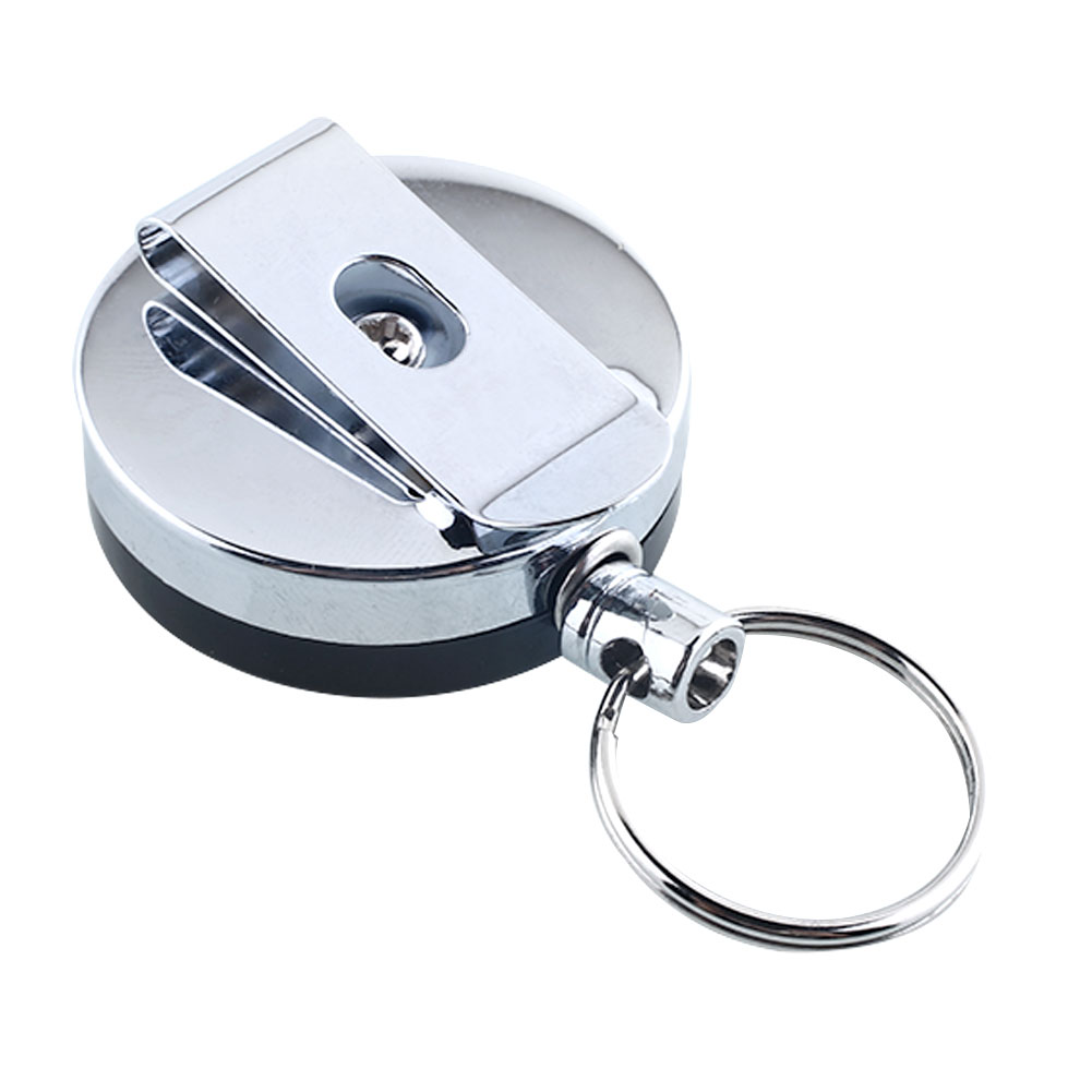 Extendable Metal Wire 60cm Retractable Key Chain Clip Pull Keyring