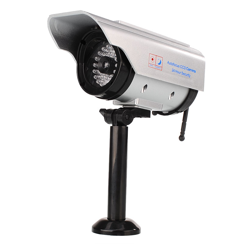 Solar Power Fake Dummy Outdoor Home Security CCTV Camera Flashing LED