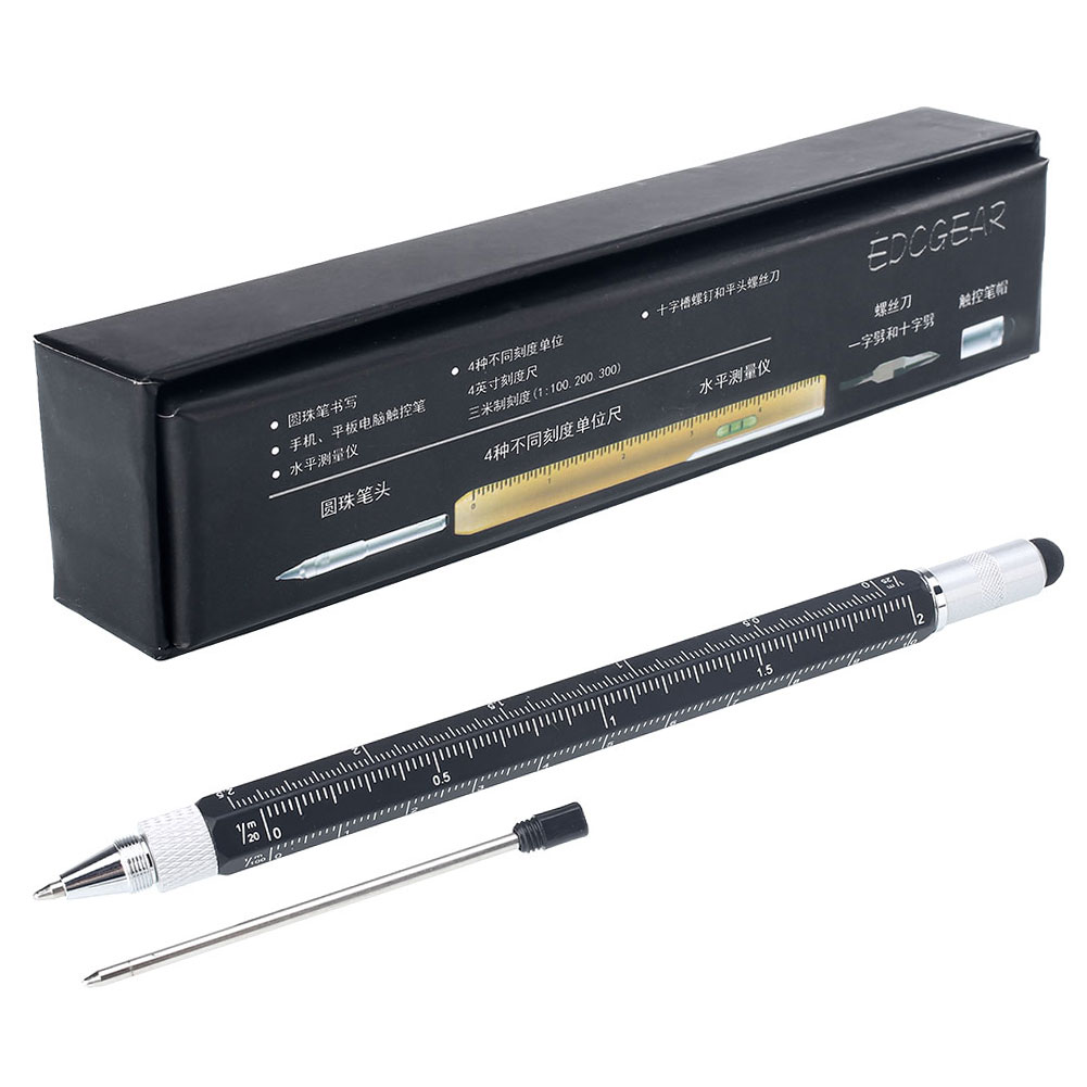 EDC Touch Screen Stylus Pen With Ballpoint Spirit Level Ruler Screwdriver eBay