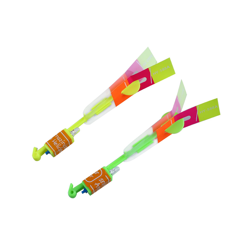 Led Light Shining Spin Flying Rocket Flash Arrow Helicopter Rubber Band