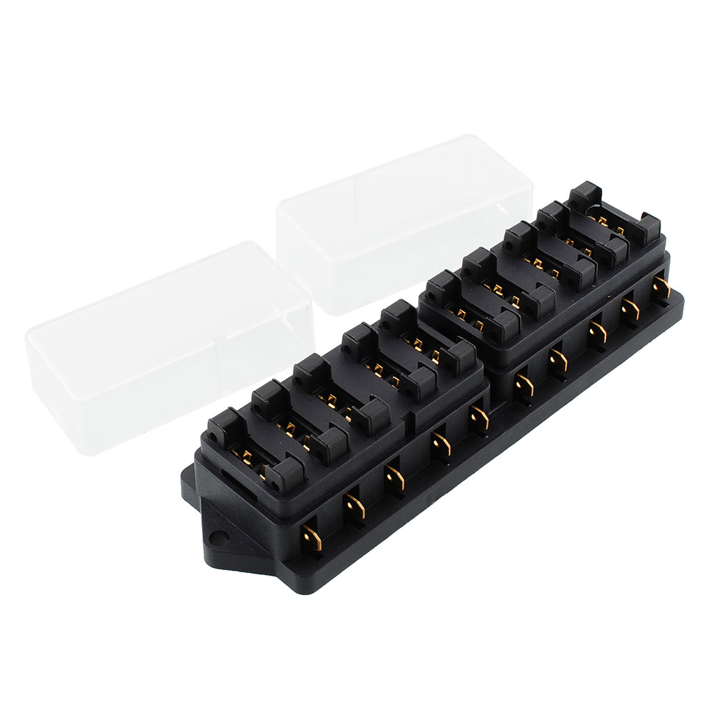 10 Port Way Car Automotive ATO Fuse Block Output Box Terminal W/ 13 ...