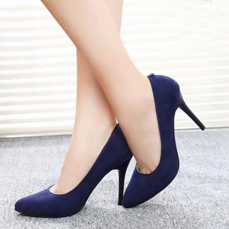 Woman Point Toe Suede Fashion Pump Wedgie High Heel Lady Stiletto Shoes ...